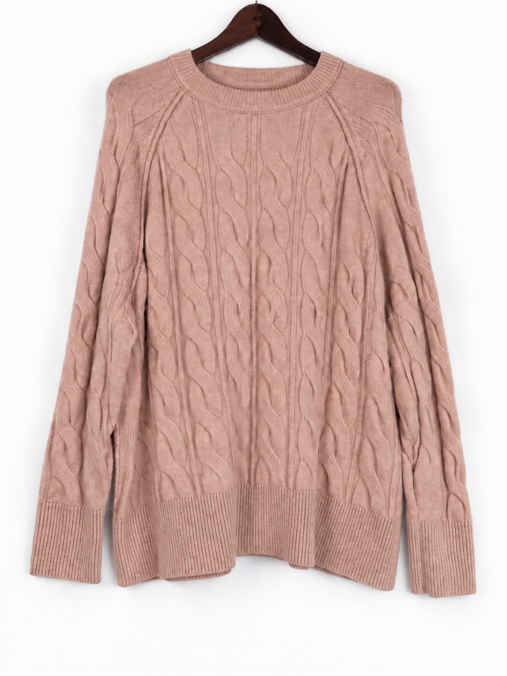 Aerie unREAL Cable Crew Sweater Pink Oversized NWT L